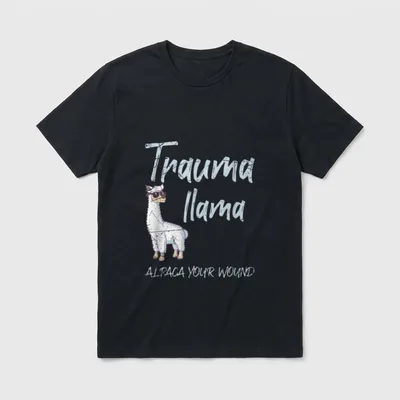 Trauma Llama Alpaca Animal Motif Nurse T-Shirt – Classic T-Shirt in Black