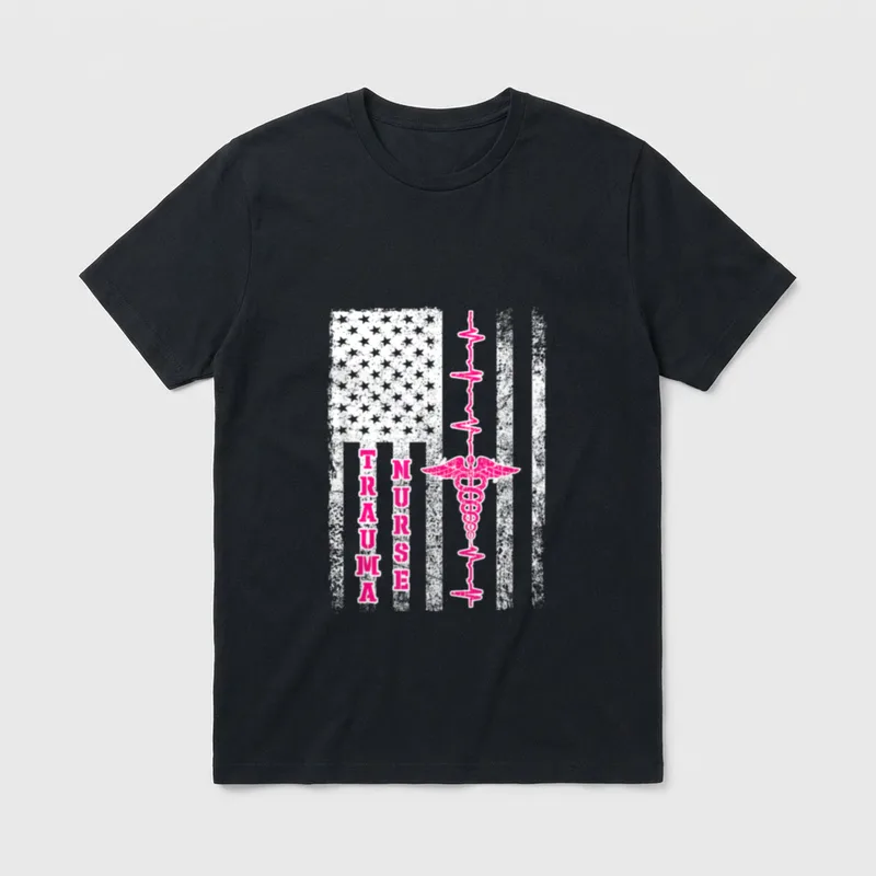 Trauma Nurse Flag RN Emergency ER T-Shirt – Classic T-Shirt in Black