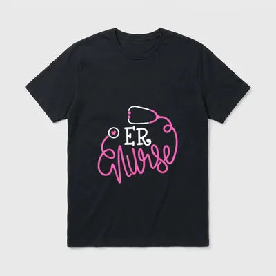 Emergency Department Nurse Stethoscope Funny ER T-Shirt – Classic T-Shirt in Black