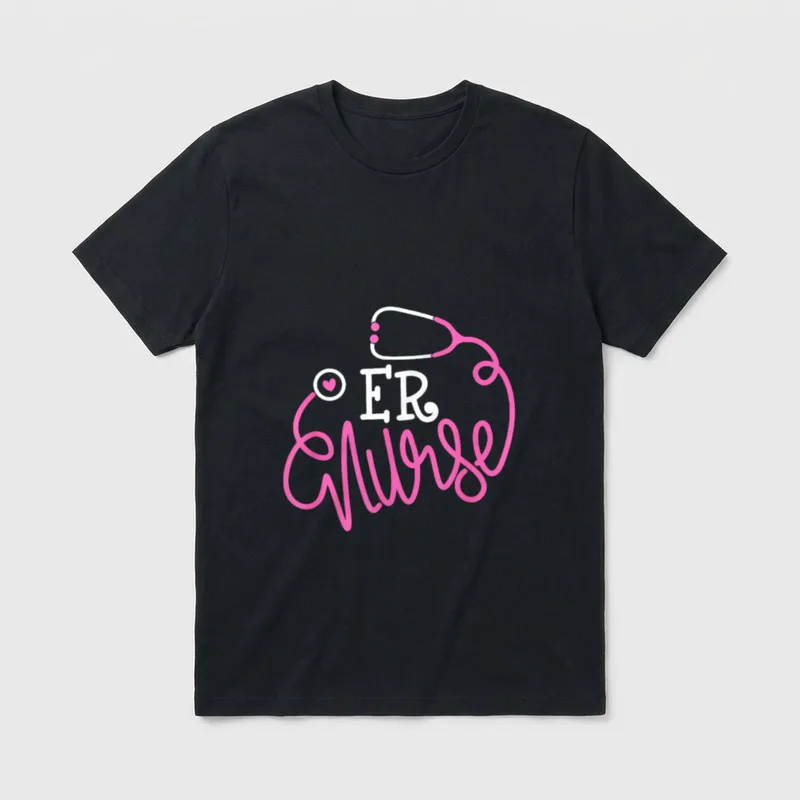 Emergency Department Nurse Stethoscope Funny ER T-Shirt – Classic T-Shirt in Black