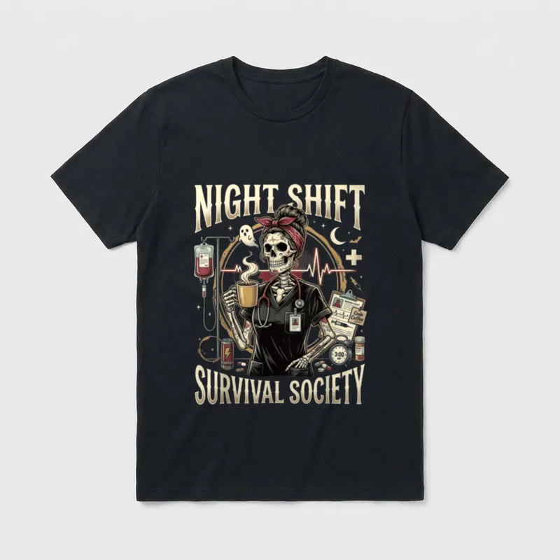 Night Shift Survival Society Funny ER T-Shirt – Classic T-Shirt in Black