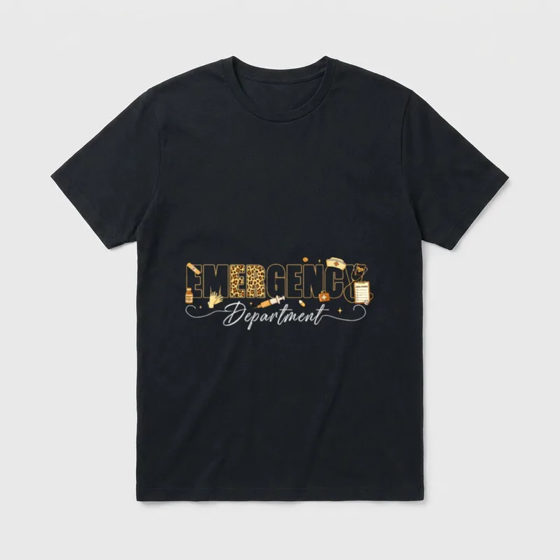 Leopard Emergency Department Nurse ER Nurses T-Shirt – Classic T-Shirt in Black