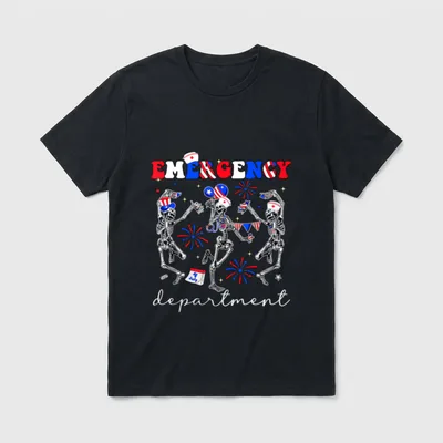 Skeleton 4th of July USA ER T-Shirt – EMERGENCY department 4 July – Classic T-Shirt in Black