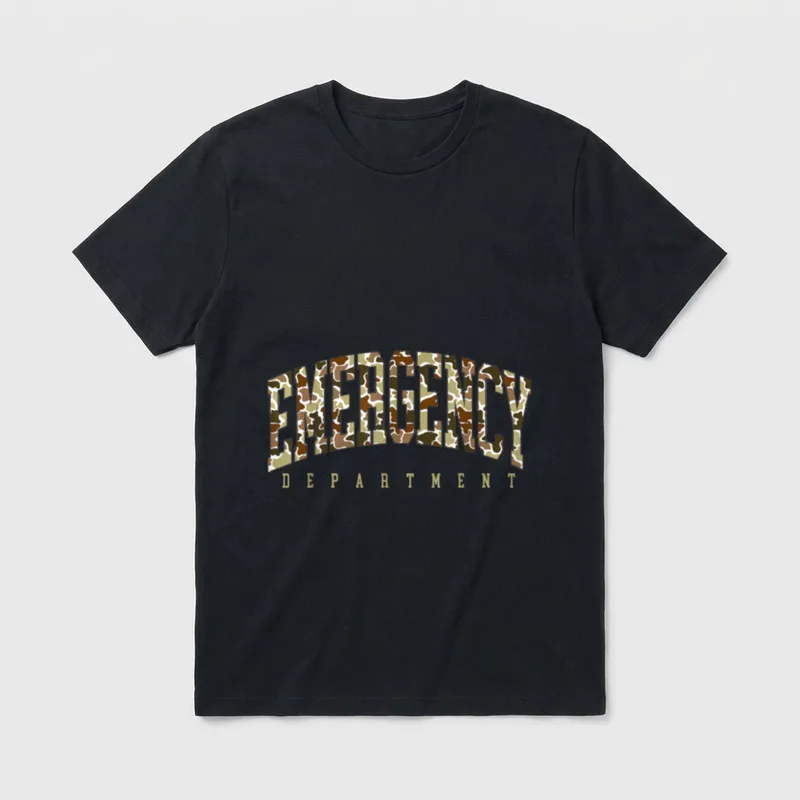 Camo Emergency Department Camouflage ER ED T-Shirt – Classic T-Shirt in Black