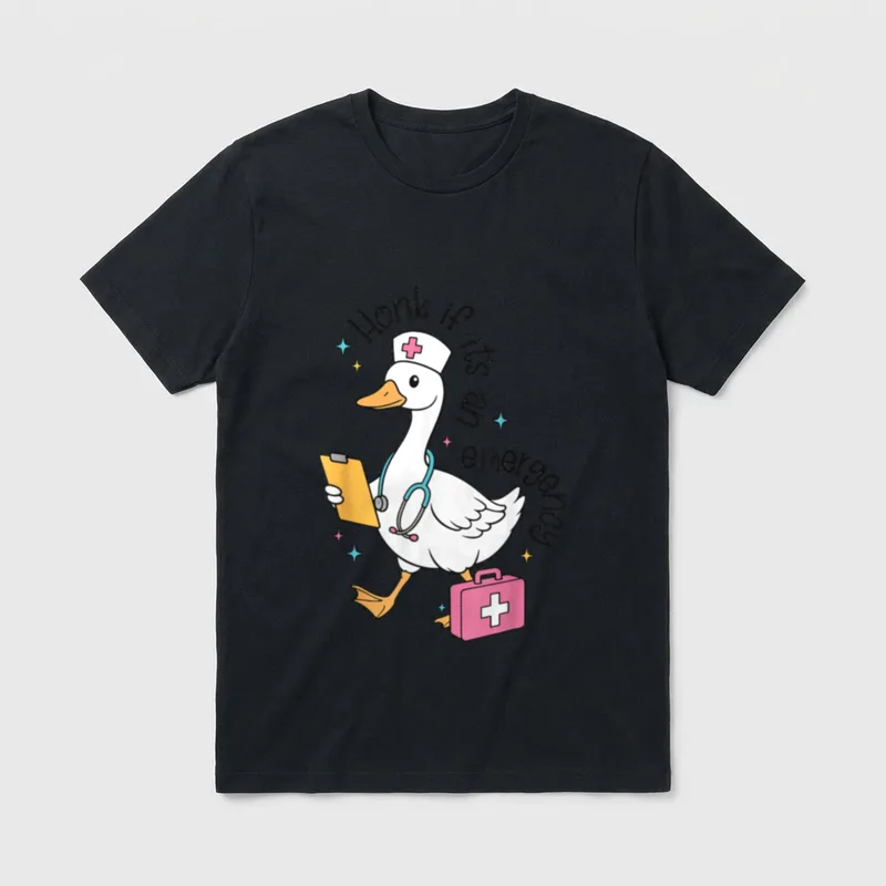 Emergency Silly Goose Registered Nurse T-Shirt – Honk if it's an emergency – Classic T-Shirt in Black