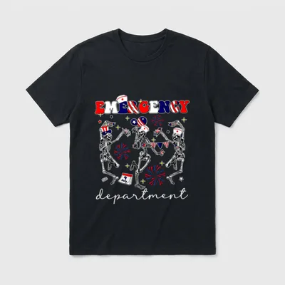 Emergency Department Skeleton Dancing ER Nurse T-Shirt – Classic T-Shirt in Black