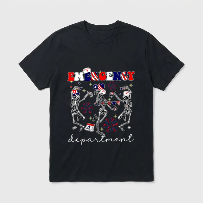 Emergency Department Skeleton Dancing ER Nurse T-Shirt – Classic T-Shirt in Black
