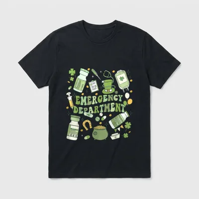 Emergency Department ER Nurse Irish St T-Shirt – Classic T-Shirt in Black