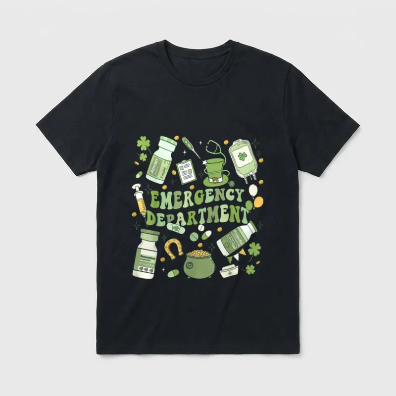Emergency Department ER Nurse Irish St T-Shirt – Classic T-Shirt in Black
