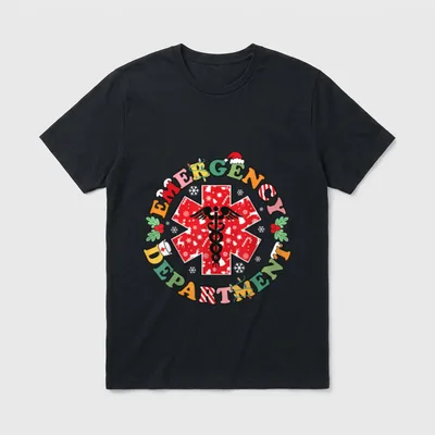 Emergency Department Christmas ER Nurse Santa T-Shirt – Classic T-Shirt in Black