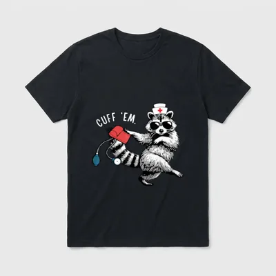 Cuff Em Nurse Raccoon Registered Emergency T-Shirt – Classic T-Shirt in Black