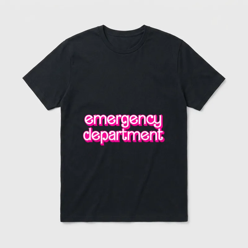 Pink Emergency Department Nurses ER Retro T-Shirt – Classic T-Shirt in Black