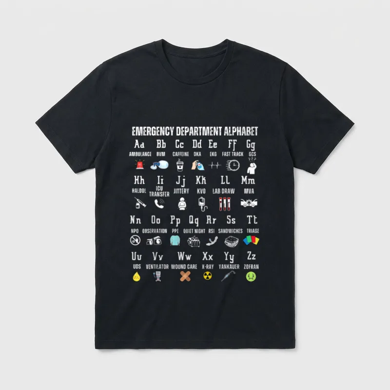 Emergency Room Nurse Alphabet ED RN T-Shirt – Classic T-Shirt in Black