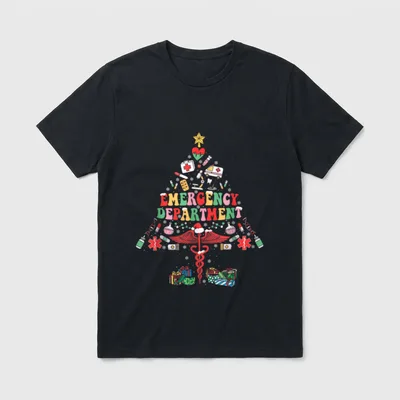 Emergency Department Christmas Tree ER Crew T-Shirt – Classic T-Shirt in Black