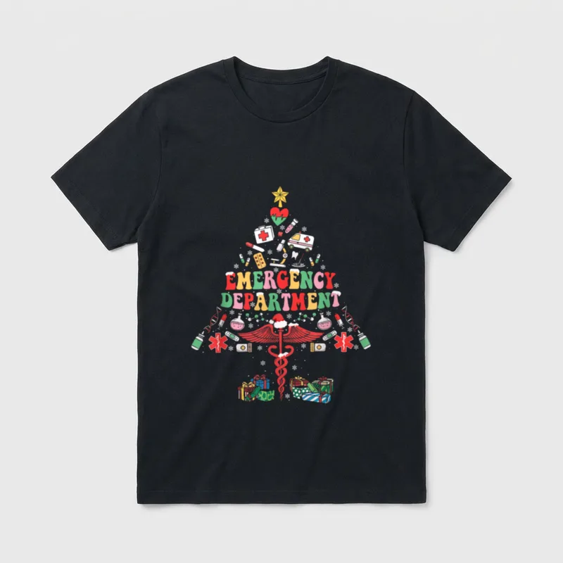Emergency Department Christmas Tree ER Crew T-Shirt – Classic T-Shirt in Black