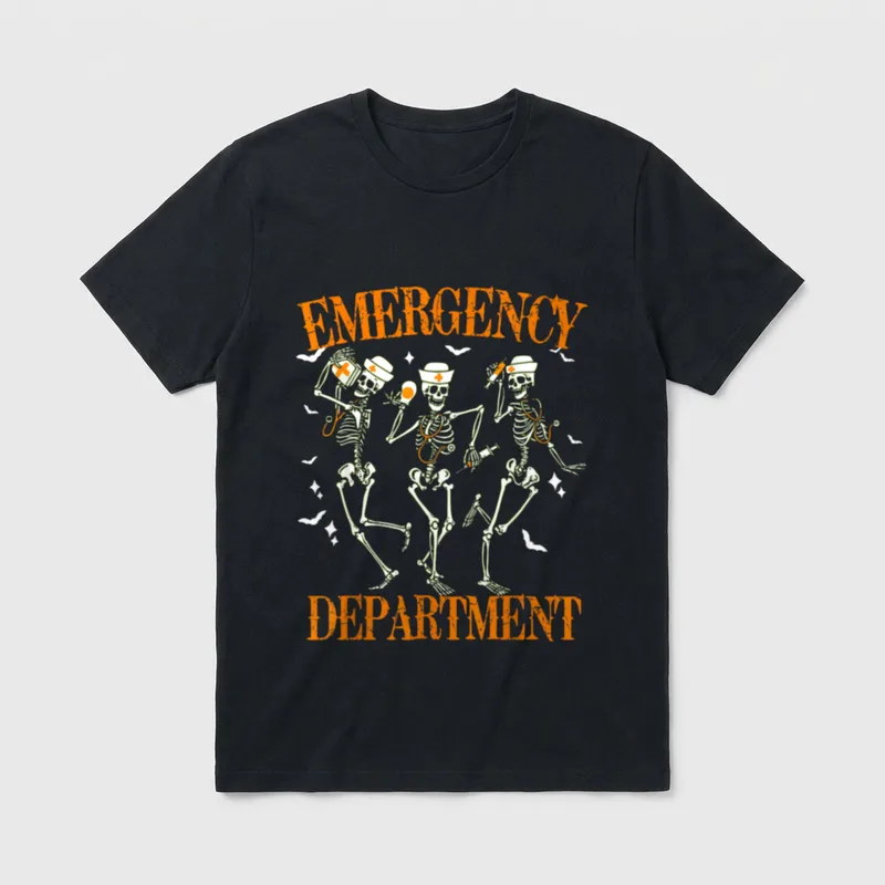 Er Nurse Funny Dancing Skeleton Emergency T-Shirt – Classic T-Shirt in Black