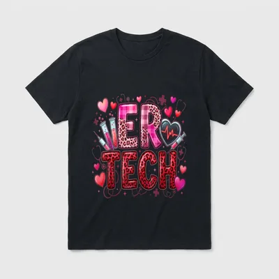 Emergency Department Valentine ER Tech Valentines T-Shirt – Classic T-Shirt in Black