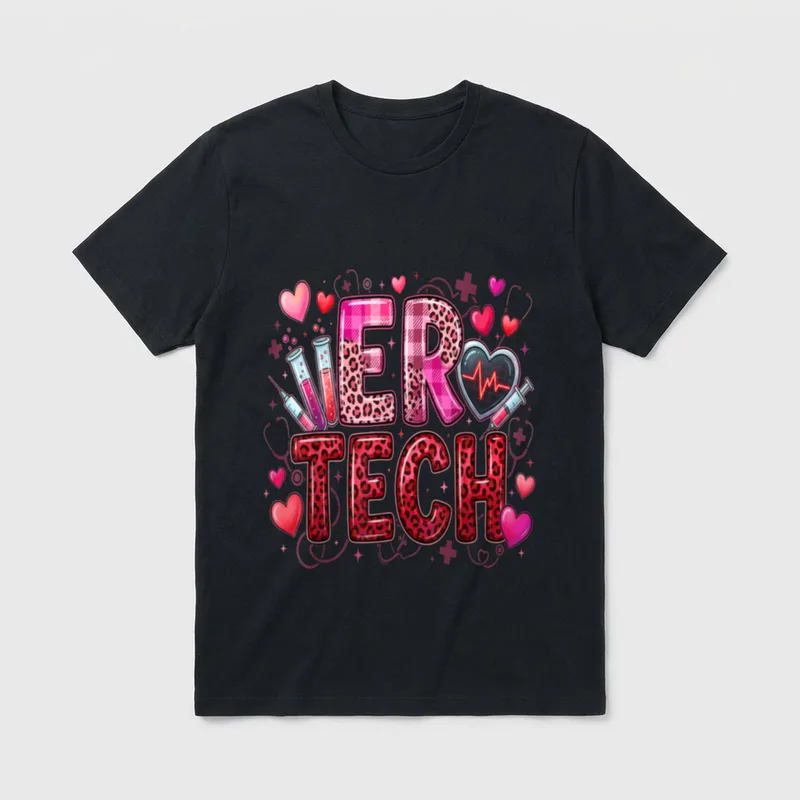 Emergency Department Valentine ER Tech Valentines T-Shirt – Classic T-Shirt in Black