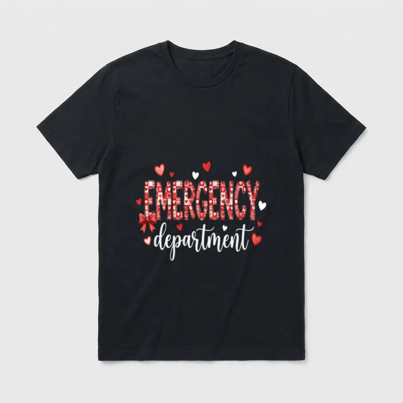 Emergency Department Valentine ER Valentines Nurse T-Shirt – Classic T-Shirt in Black