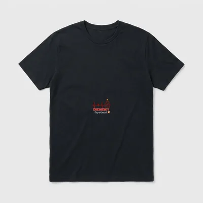 Nurses Doctors Christmas T-Shirt – Emergency Department text with an EKG tree and stethoscope – Classic T-Shirt in Black