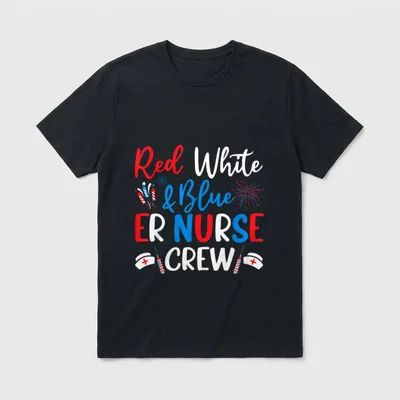 Red White Blue ER Nurse Crew T-Shirt – Classic T-Shirt in Black