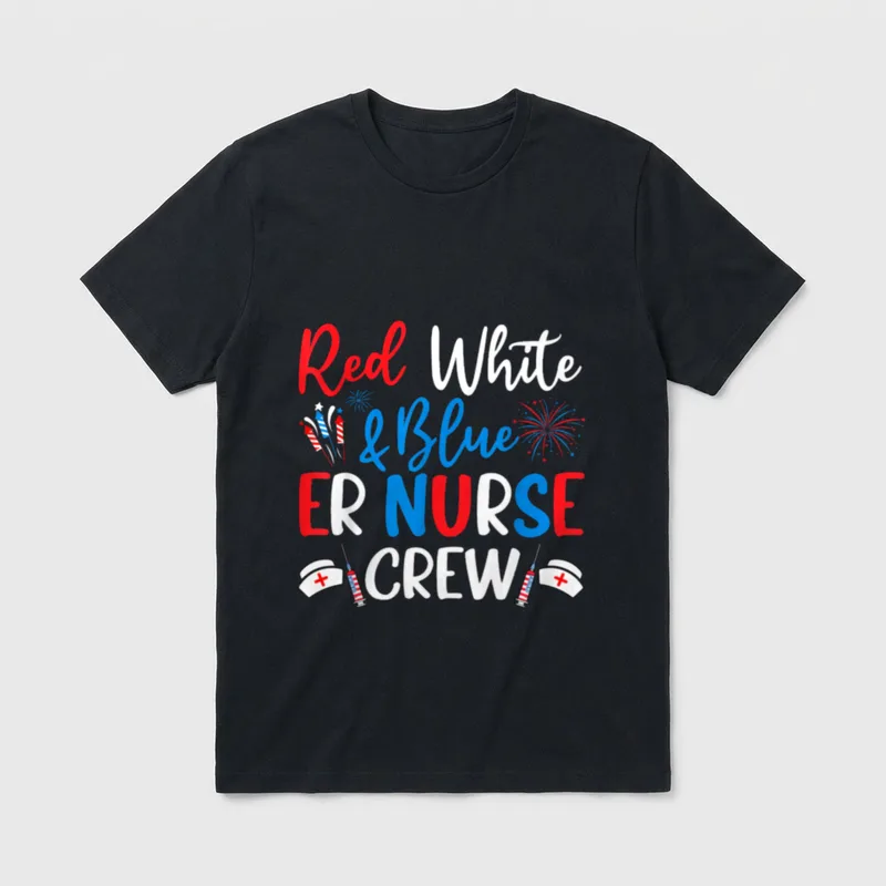 Red White Blue ER Nurse Crew T-Shirt – Classic T-Shirt in Black
