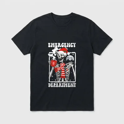 Merry Christmas Skeleton ED Tech Nurses T-Shirt – Classic T-Shirt in Black