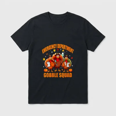 Emergency Department Gobble Squad ER Thanksgiving T-Shirt – Classic T-Shirt in Black
