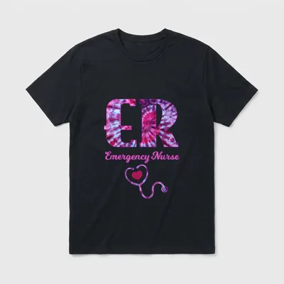 ER Nurse Tie Dye Cute Life T-Shirt – Classic T-Shirt in Black