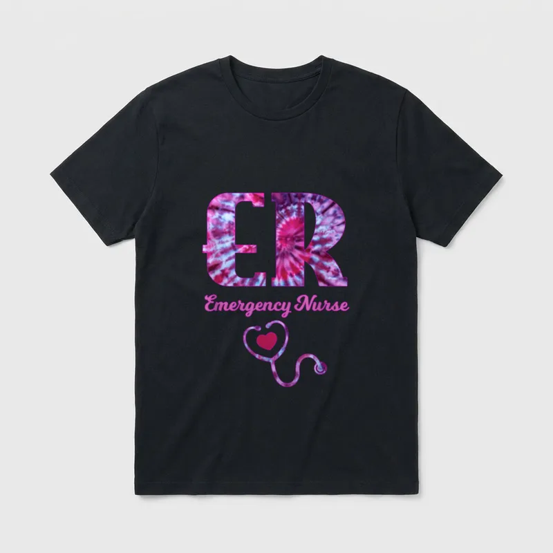 ER Nurse Tie Dye Cute Life T-Shirt – Classic T-Shirt in Black