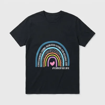 ER Emergency Room Nurse Cute Rainbow T-Shirt – Classic T-Shirt in Black