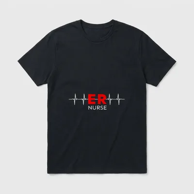 ER Nurse Emergency Department Registered Classic T-Shirt – ER NURSE with heartbeat pulse line – Classic T-Shirt in Black