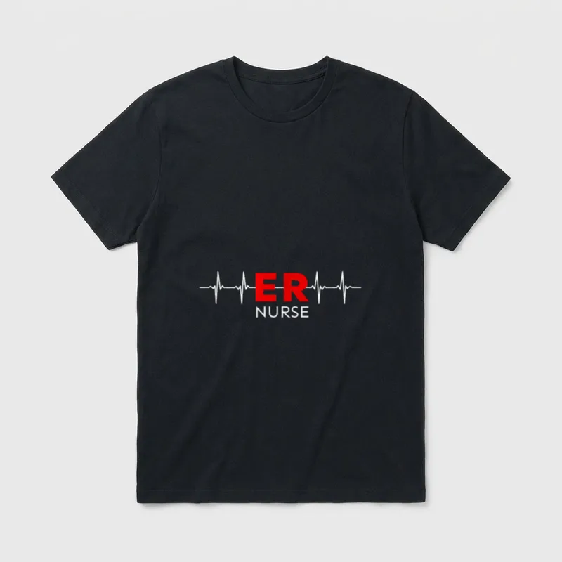 ER Nurse Emergency Department Registered Classic T-Shirt – ER NURSE with heartbeat pulse line – Classic T-Shirt in Black