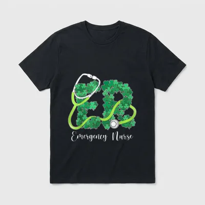 ER Emergency Nurse Stethoscope St Patrick's T-Shirt – Classic T-Shirt in Black
