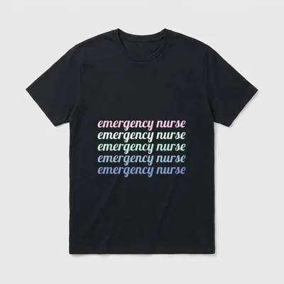 Emergency Nurse Reads T-Shirt – Stacked emergency nurse script lettering in pastel colors – Classic T-Shirt in Black