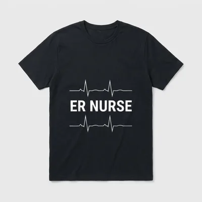 ER Nurse Heartbeat Cool Emergency Room T-Shirt – Classic T-Shirt in Black