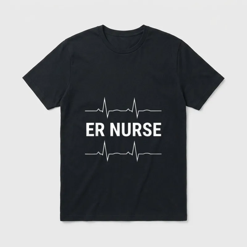 ER Nurse Heartbeat Cool Emergency Room T-Shirt – Classic T-Shirt in Black