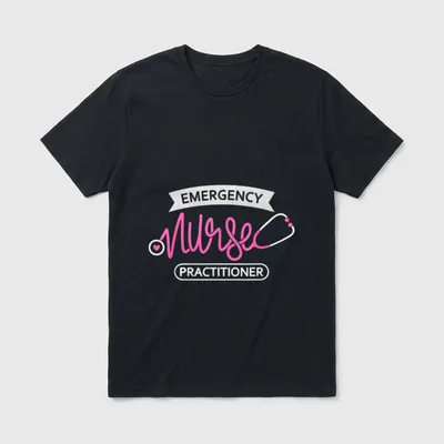 Emergency Nurse Practitioner T-Shirt – EMERGENCY Nurse PRACTITIONER printed in banner and script – Classic T-Shirt in Black