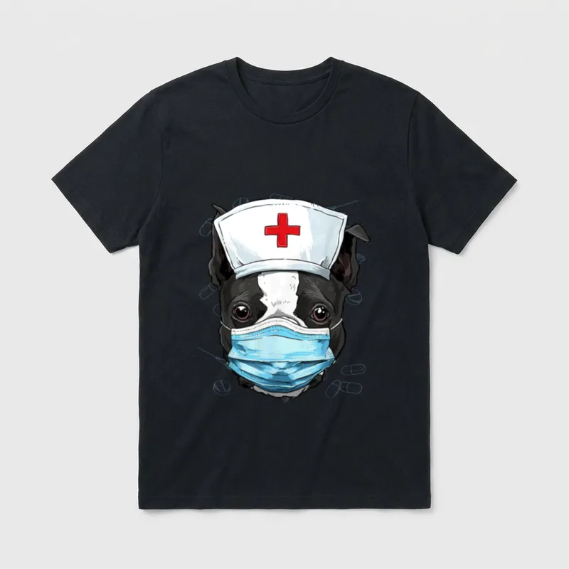 Hospital Boston Terrier ER Nurse RN T-Shirt – Classic T-Shirt in Black