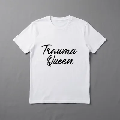 Cute Nursing Healthcare T-Shirt – Trauma Queen script lettering in bold brush cursive – Classic T-Shirt in Black