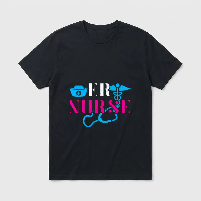 ER Nurse Heart Stethoscope Medical Emergency T-Shirt – Classic T-Shirt in Black