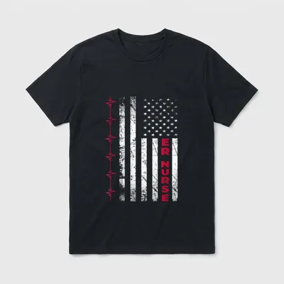 ER Nurse American Flag Proud T-Shirt – Classic T-Shirt in Black
