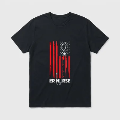 ER Nurse American Flag Emergency Room T-Shirt – Classic T-Shirt in Black