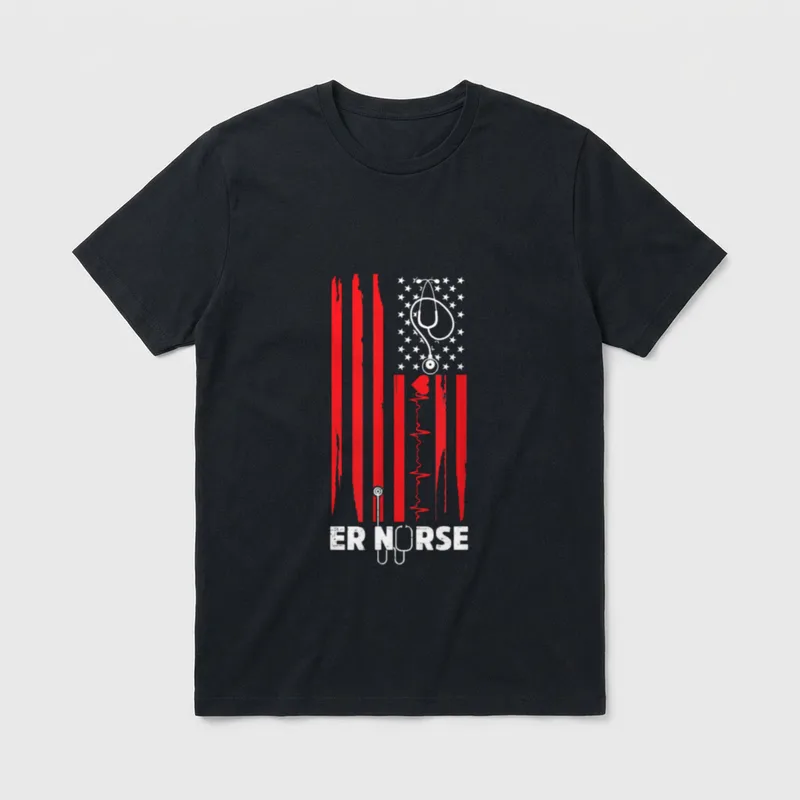 ER Nurse American Flag Emergency Room T-Shirt – Classic T-Shirt in Black