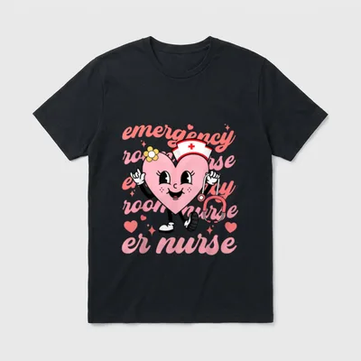 Emergency Room Nurse Valentines Day Hearts T-Shirt – Classic T-Shirt in Black