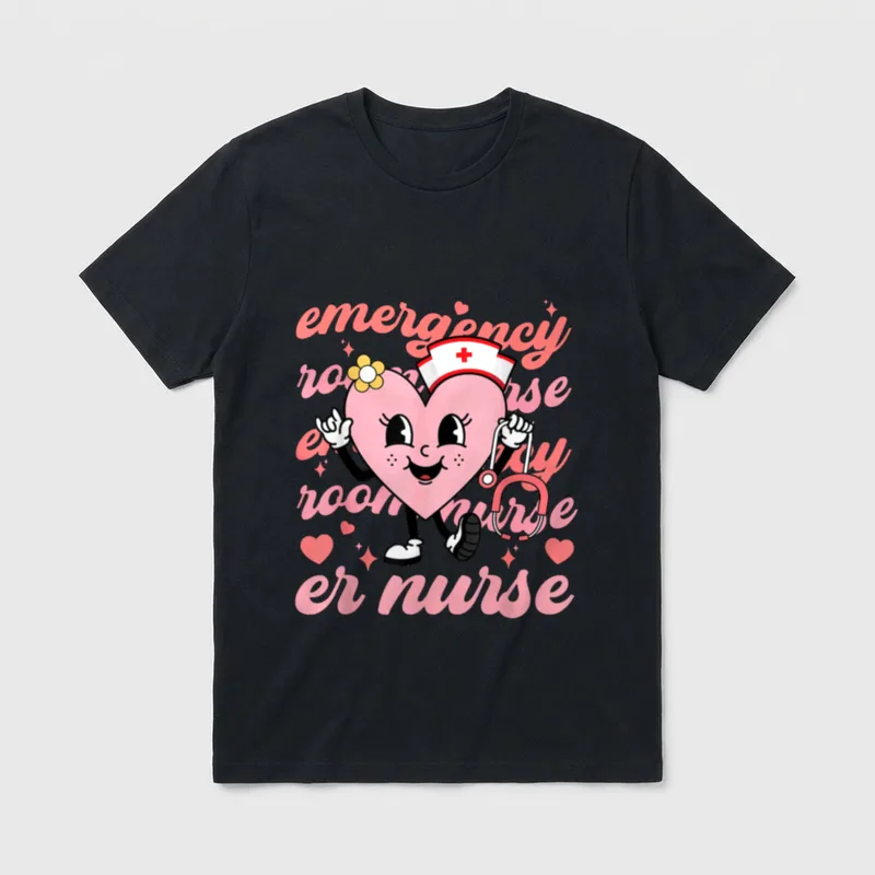 Emergency Room Nurse Valentines Day Hearts T-Shirt – Classic T-Shirt in Black