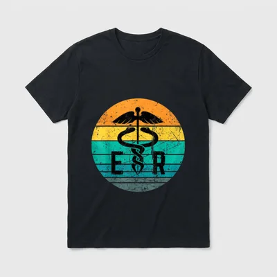 Distressed ER Retro Sunset Vintage Emergency T-Shirt – Classic T-Shirt in Black