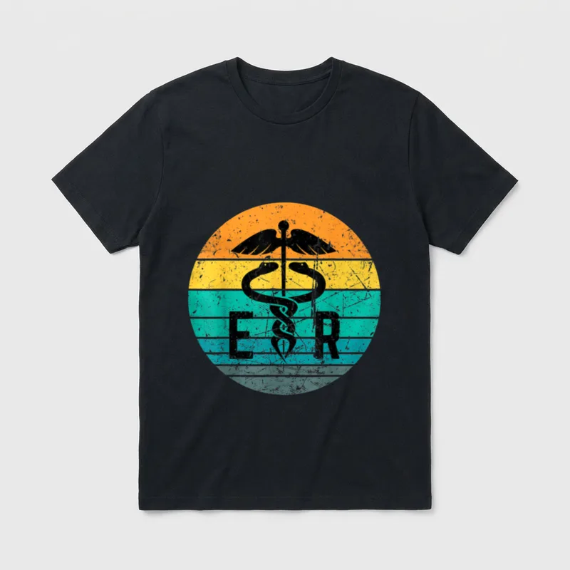 Distressed ER Retro Sunset Vintage Emergency T-Shirt – Classic T-Shirt in Black