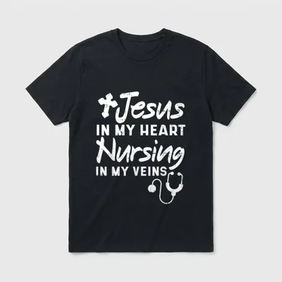 Jesus Heart Nursing Veins Nurse RN T-Shirt – Classic T-Shirt in Black