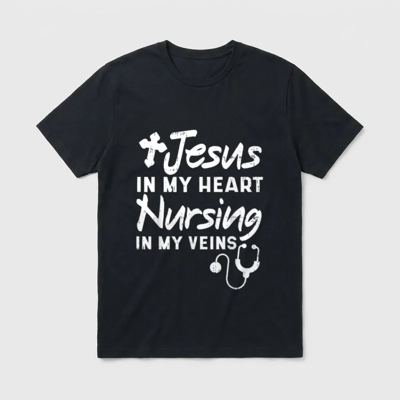 Jesus Heart Nursing Veins Nurse RN T-Shirt – Classic T-Shirt in Black